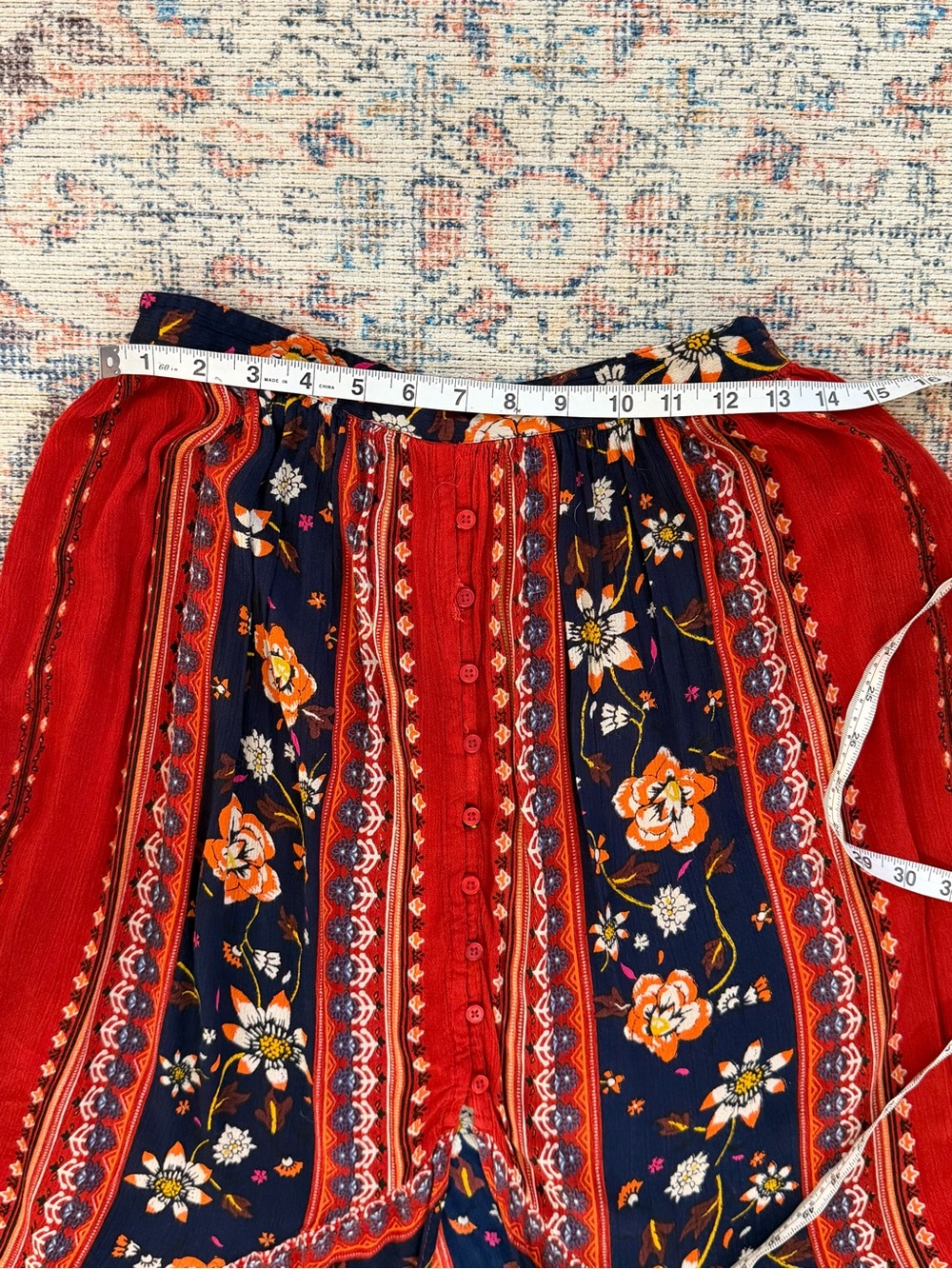 Band of Gypsies Navy & Red Floral High-Low Maxi Skirt - Picture 7 of 10